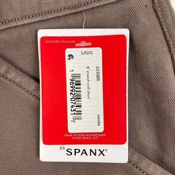 SPANX Stretch Twill 6” Shorts in Smoke Pull On Mid Rise Tummy Shaping Short sz L - Picture 5 of 11